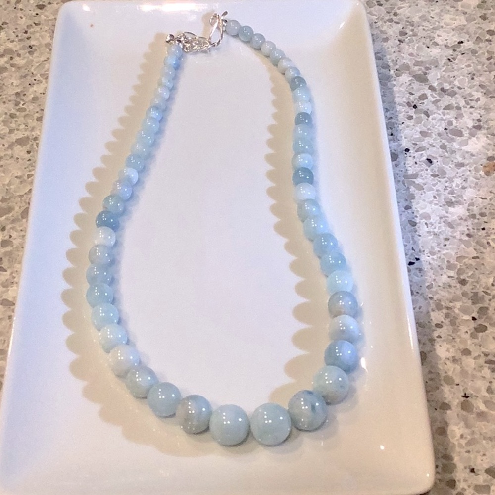 Jay King Sterling Silver Aquamarine Beaded Necklace With Extension Clasp!